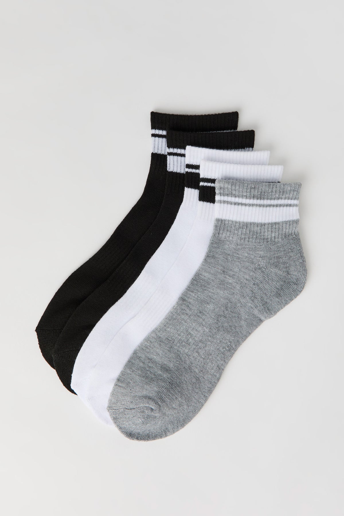 Striped Socks (5 Pack) - Black with White