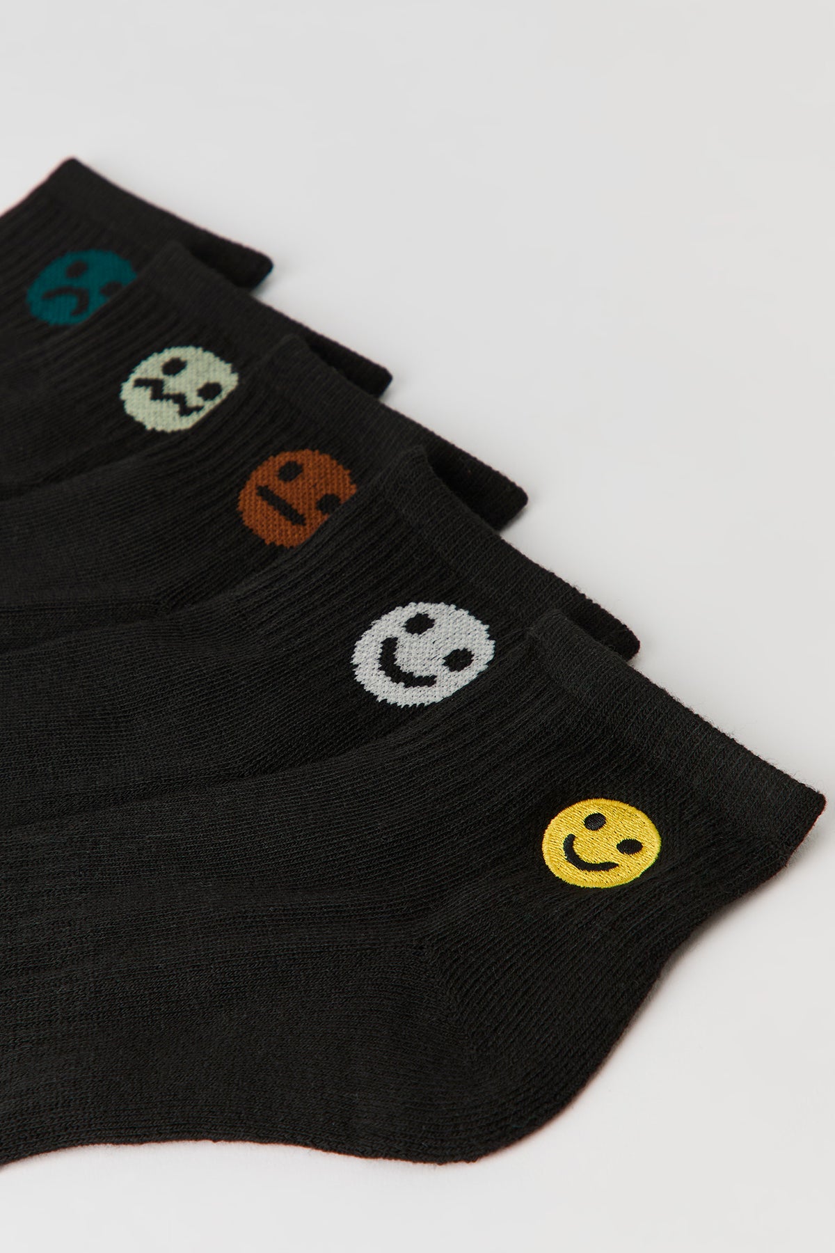Alt View 2. Smiley Quarter Socks (5 Pack) - Black