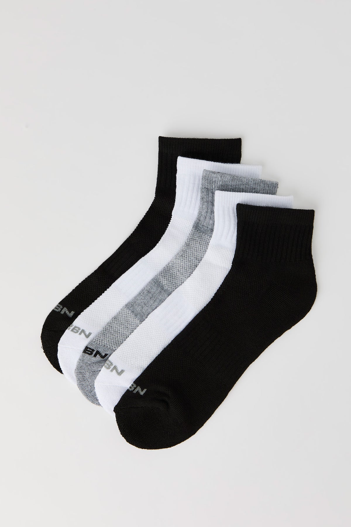 Athletic Quarter Socks (5 Pack) - Black with White