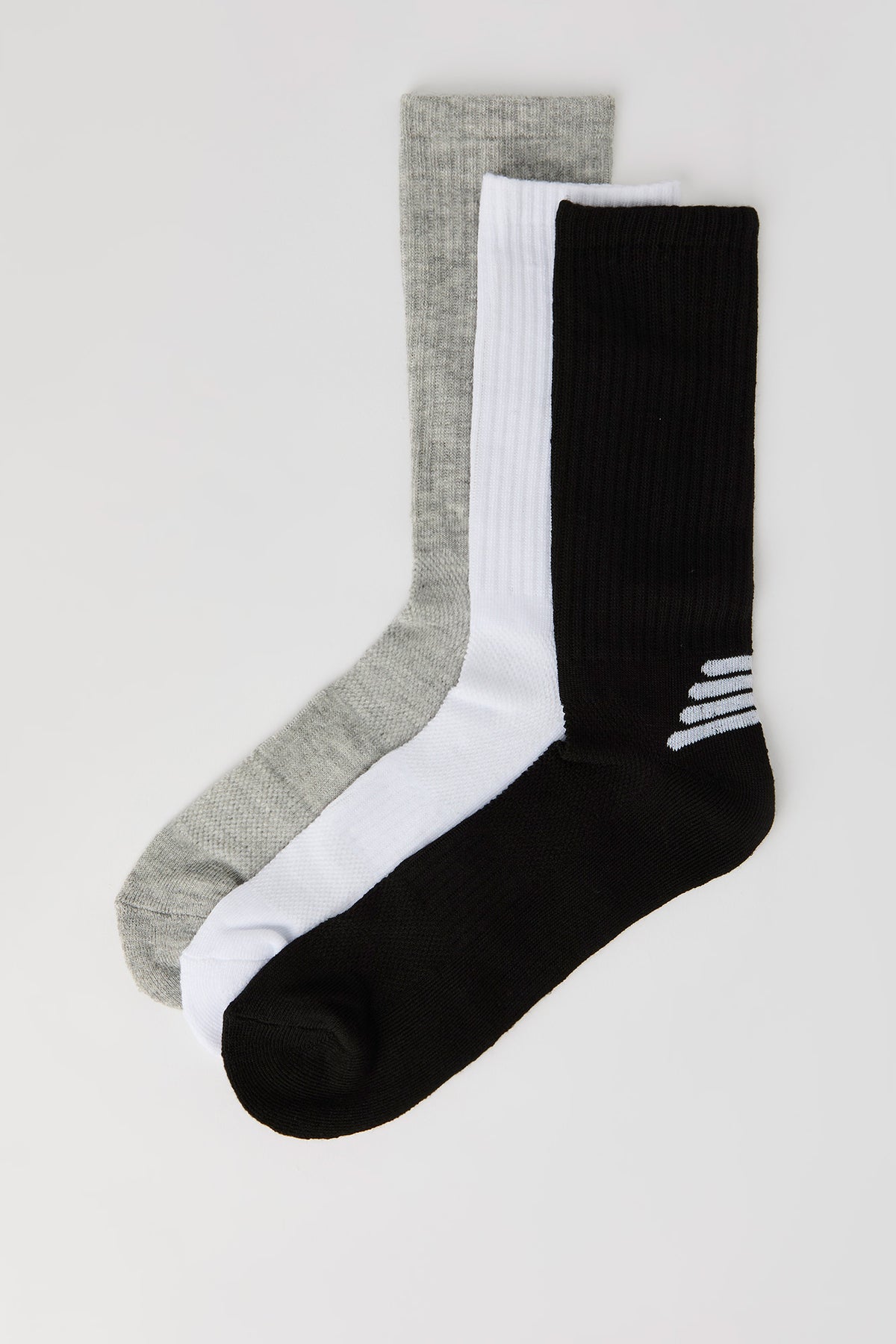 Colourblock Ankle Socks (3 Pack) - Black with White