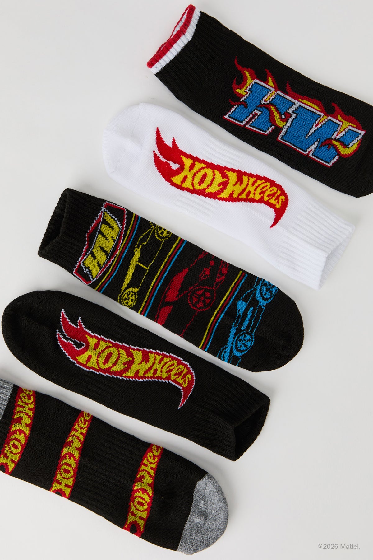 Alt View 2. Hot Wheels™ Quarter Socks (5 Pack) - Black