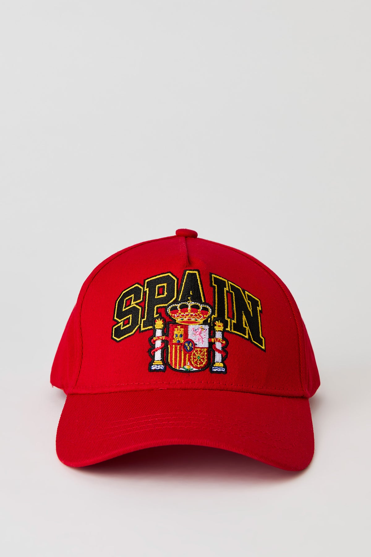 Spain Embroidered Baseball Hat - Dark Red
