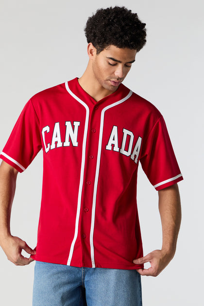 Red Canada Graphic Baseball Jersey