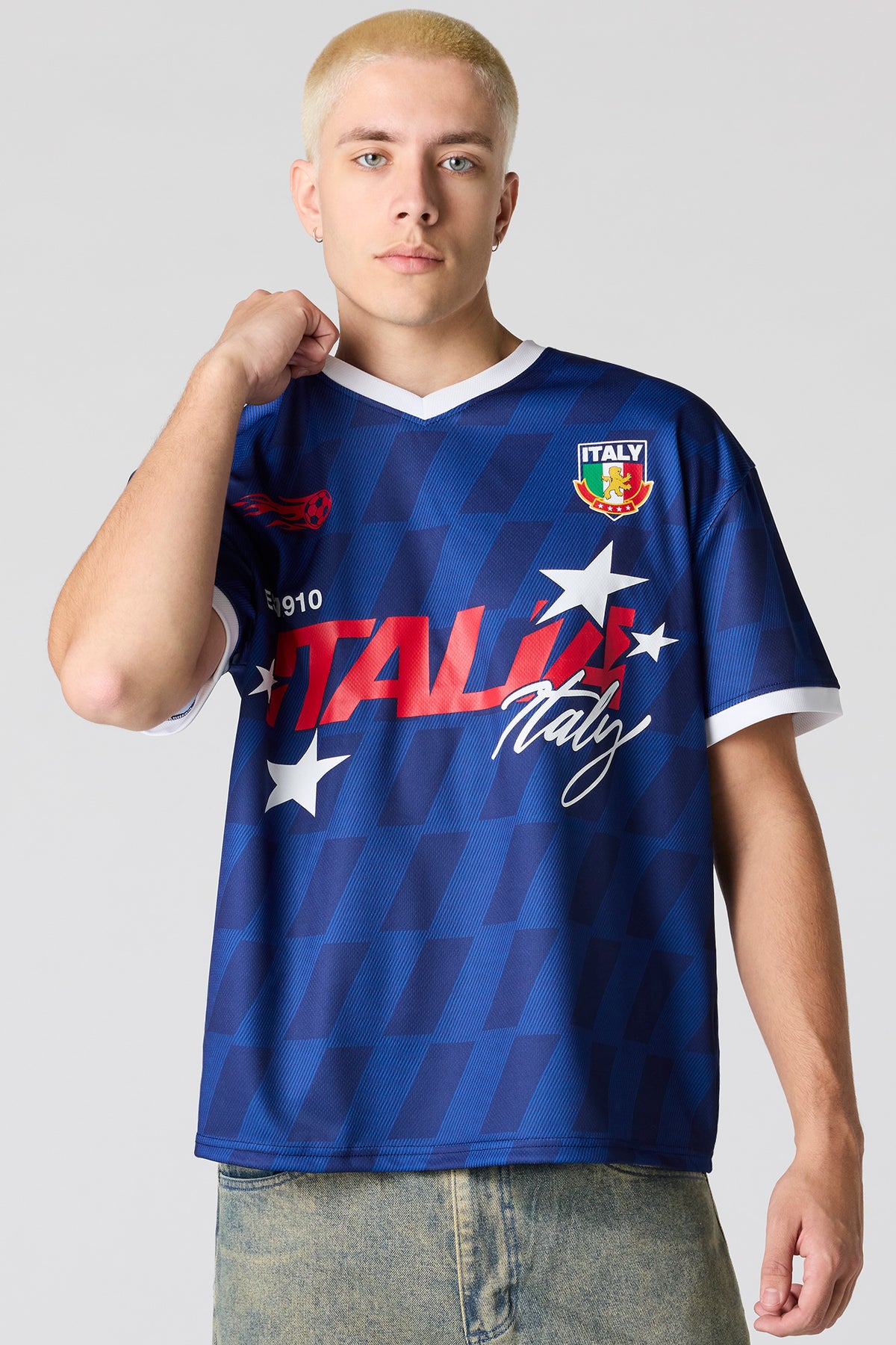 Italy Graphic Mesh Soccer Jersey - Blue