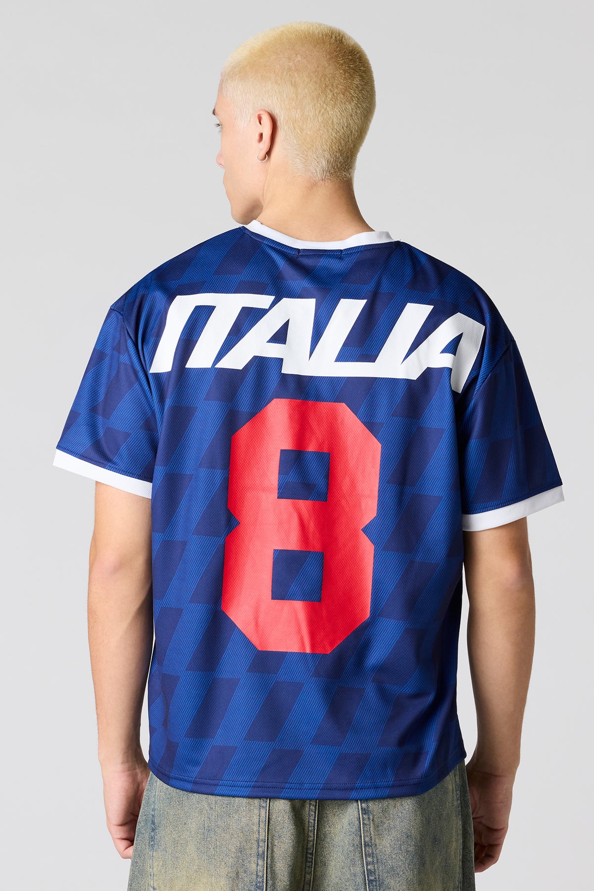 Alt View 2. Italy Graphic Mesh Soccer Jersey - Blue