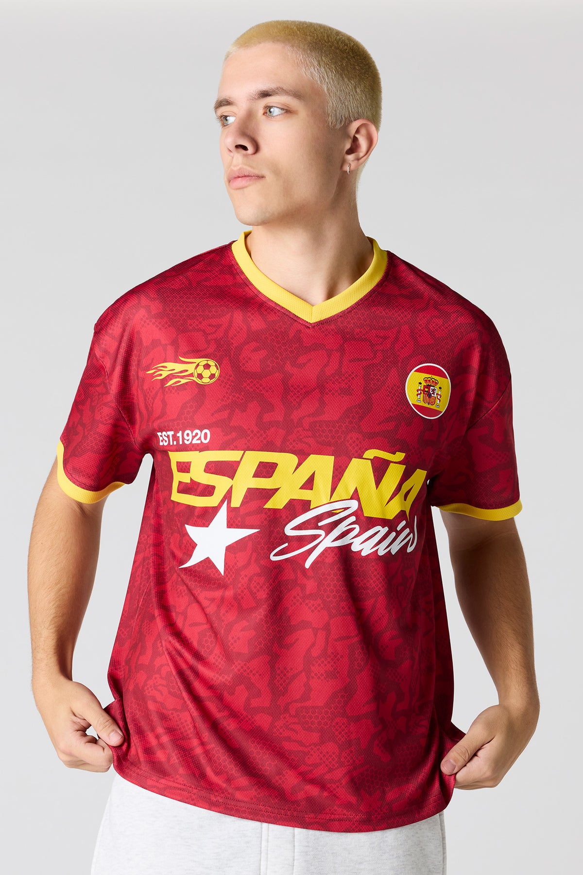 Spain Graphic Mesh Soccer Jersey - Orange