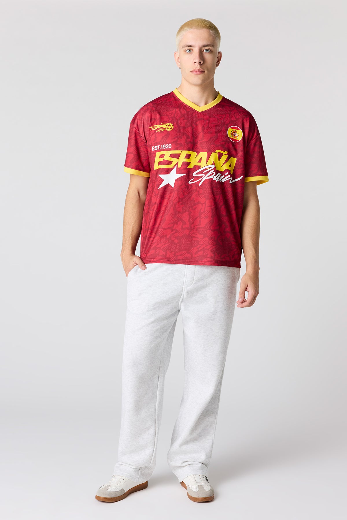 Alt View 3. Spain Graphic Mesh Soccer Jersey - Orange