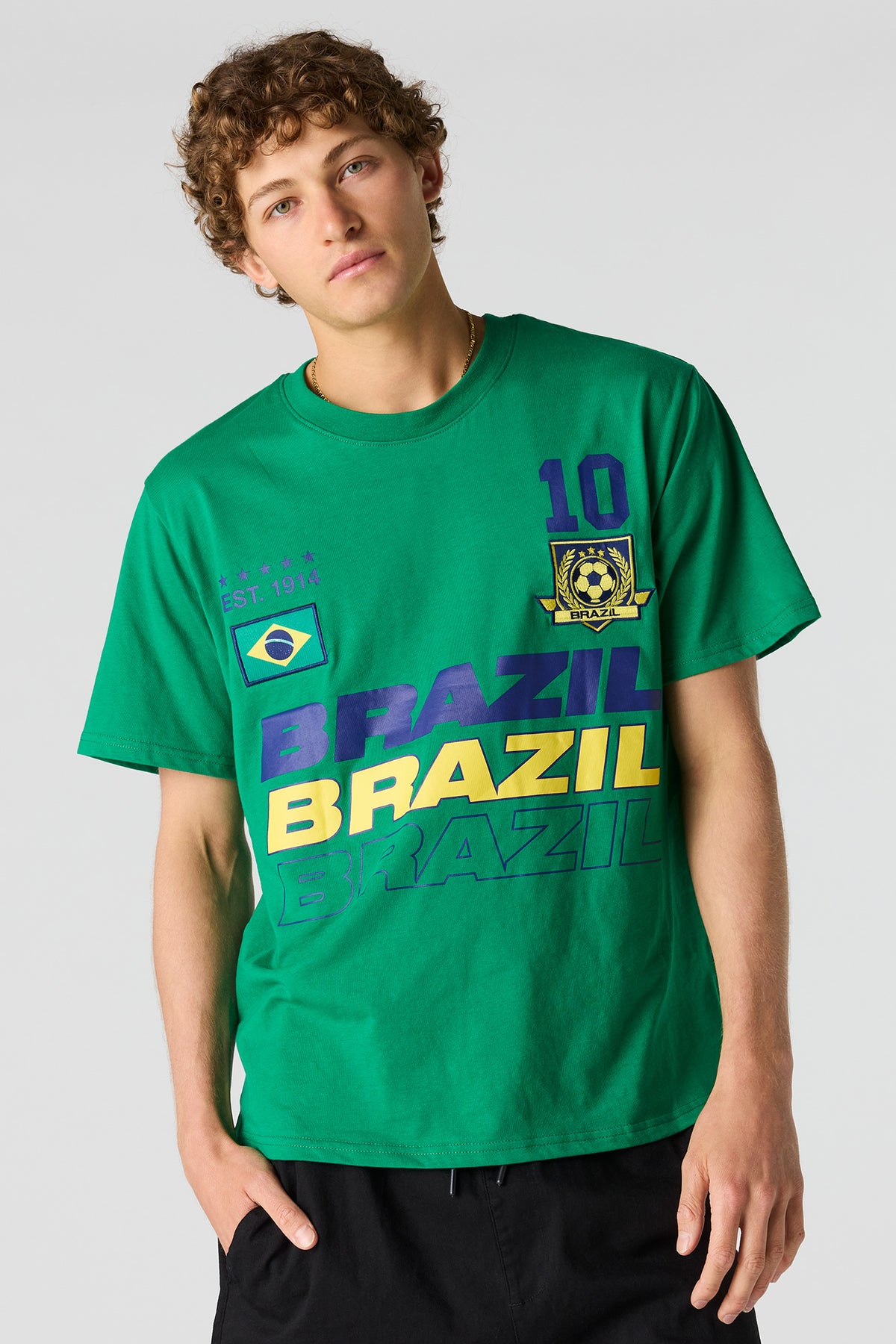 Alt View 4. Brazil Graphic Soccer T-Shirt - Green
