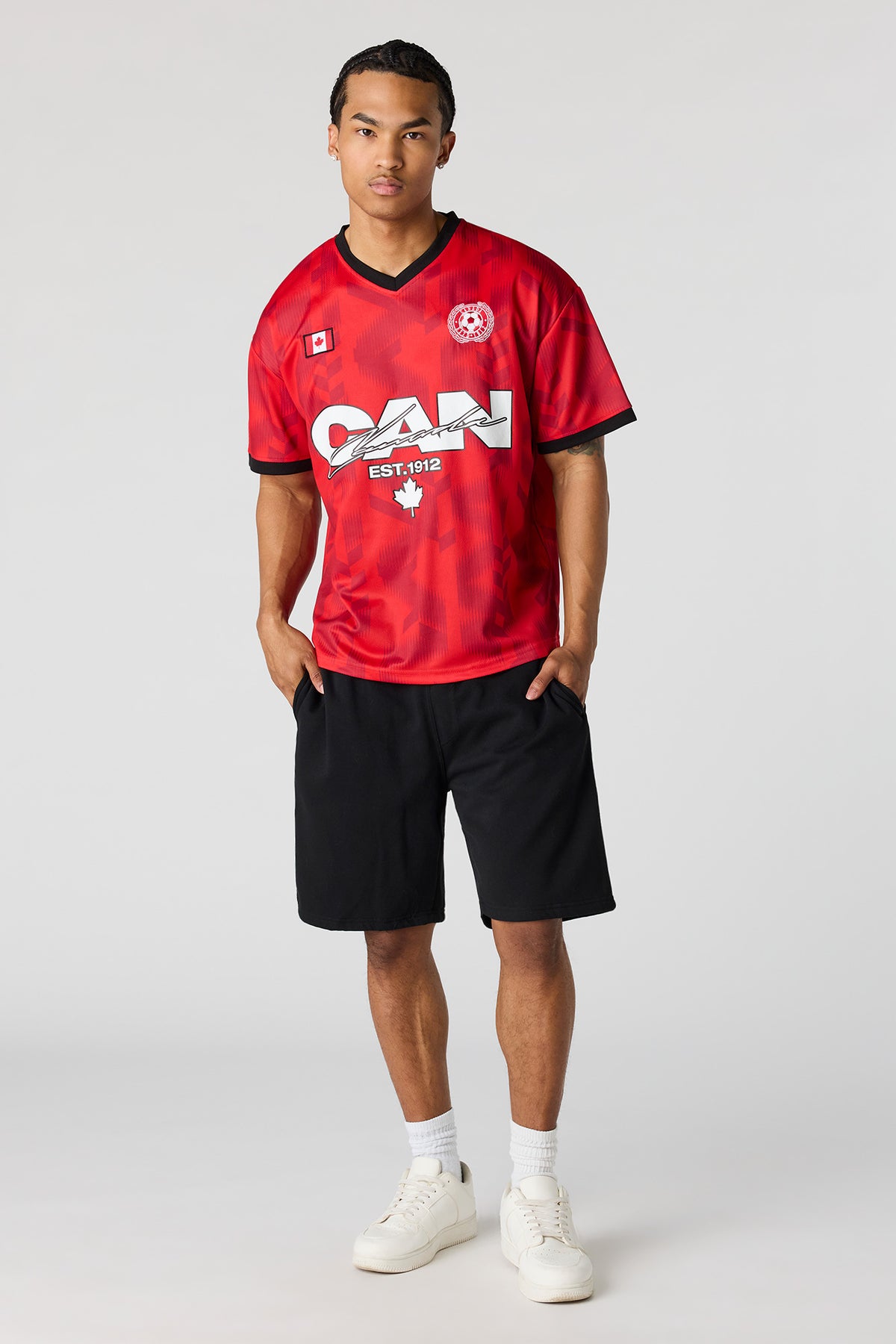 Alt View 3. Canada Graphic Mesh Jersey - Red