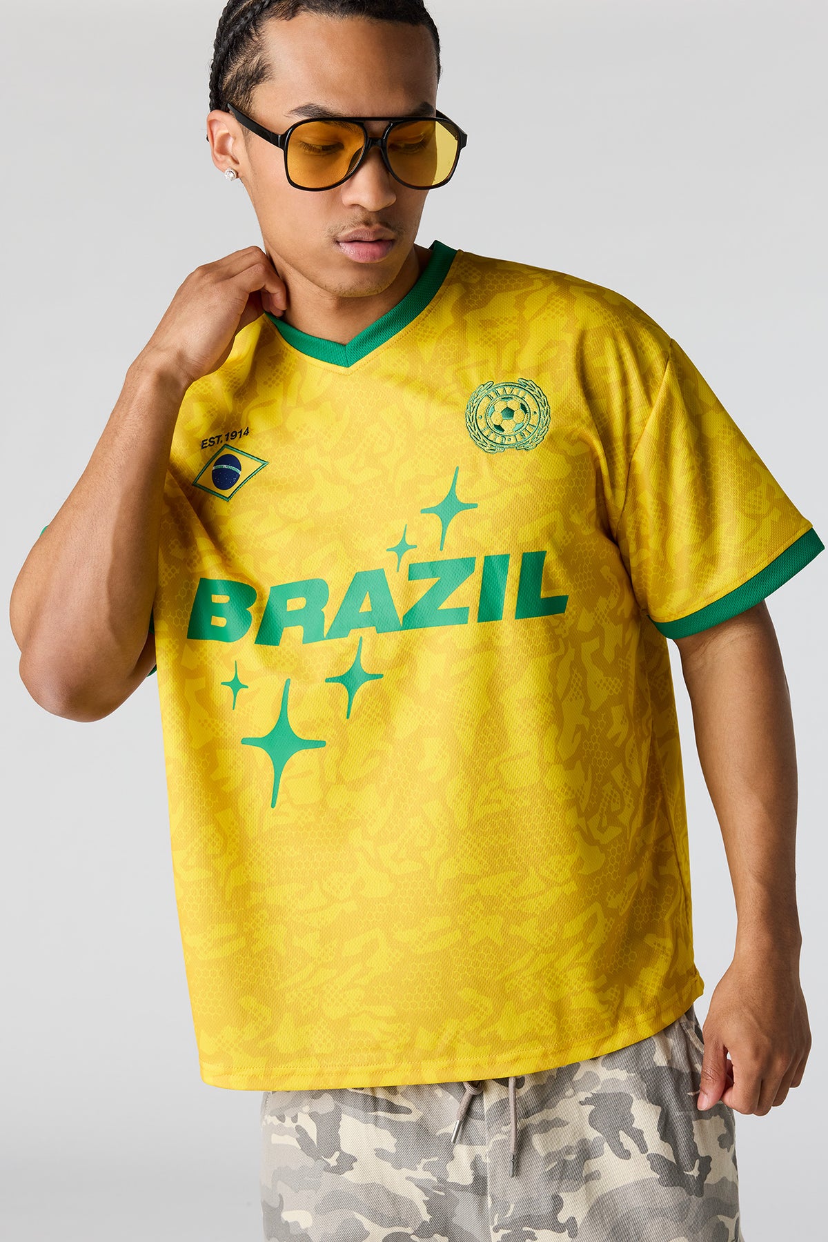 Brazil Graphic Mesh Jersey - Yellow