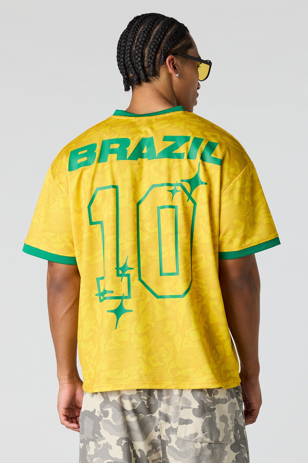 Alt View 2. Brazil Graphic Mesh Jersey - Yellow