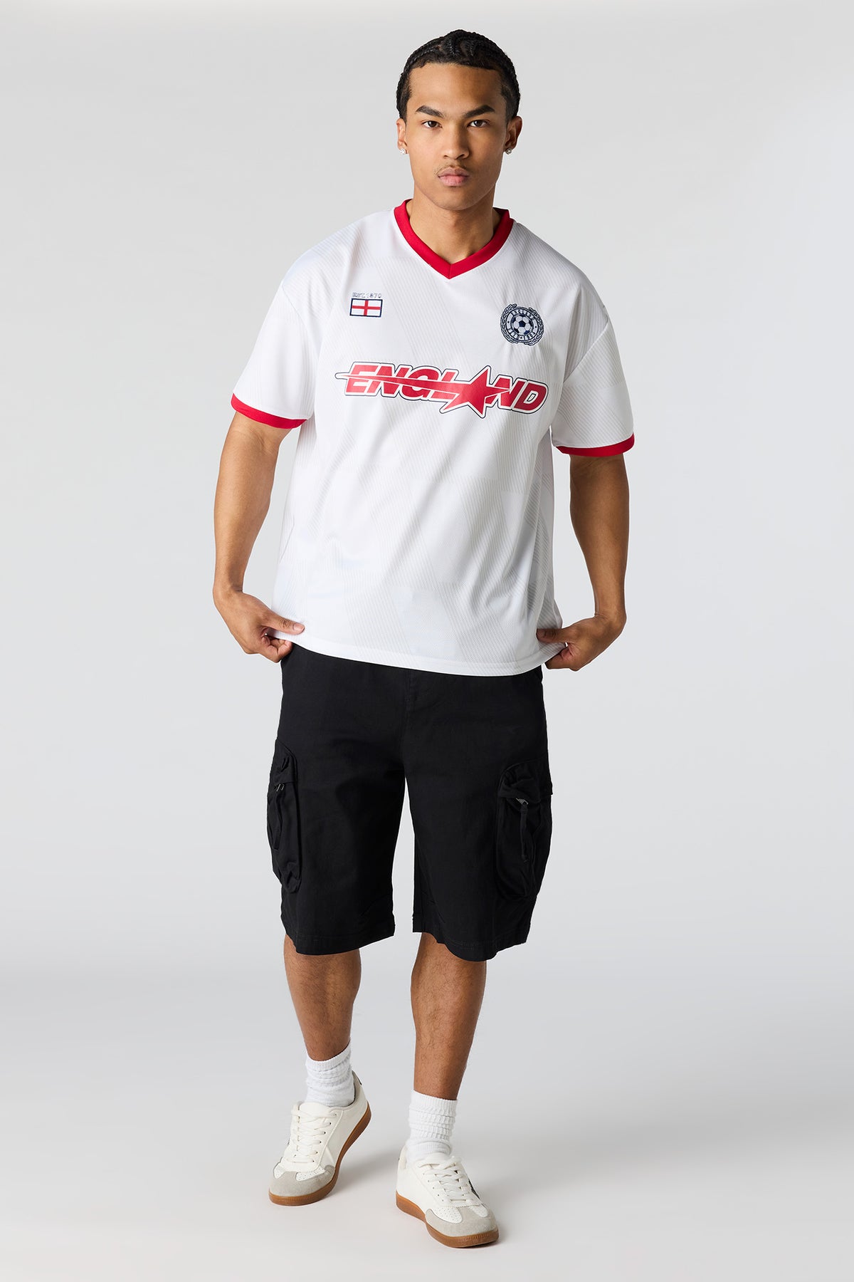 Alt View 3. England Graphic Mesh Jersey - White