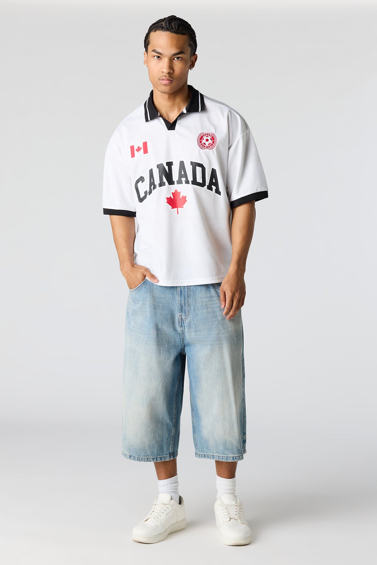 Alt View 3. Canada Graphic Mesh Jersey - White