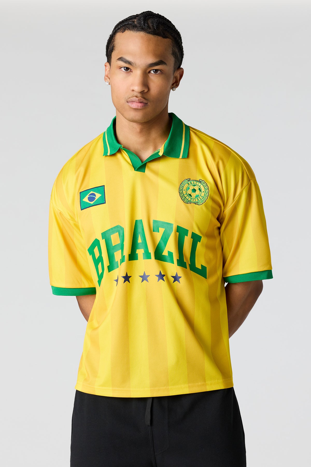 Alt View 4. Brazil Graphic Mesh Jersey - Yellow