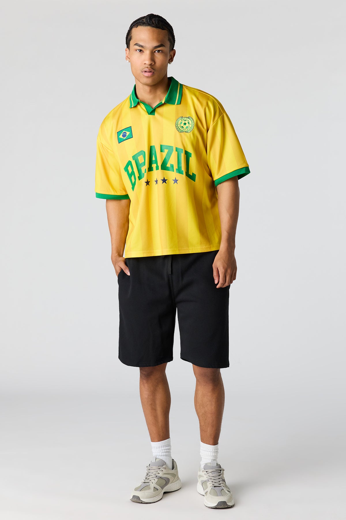 Alt View 3. Brazil Graphic Mesh Jersey - Yellow