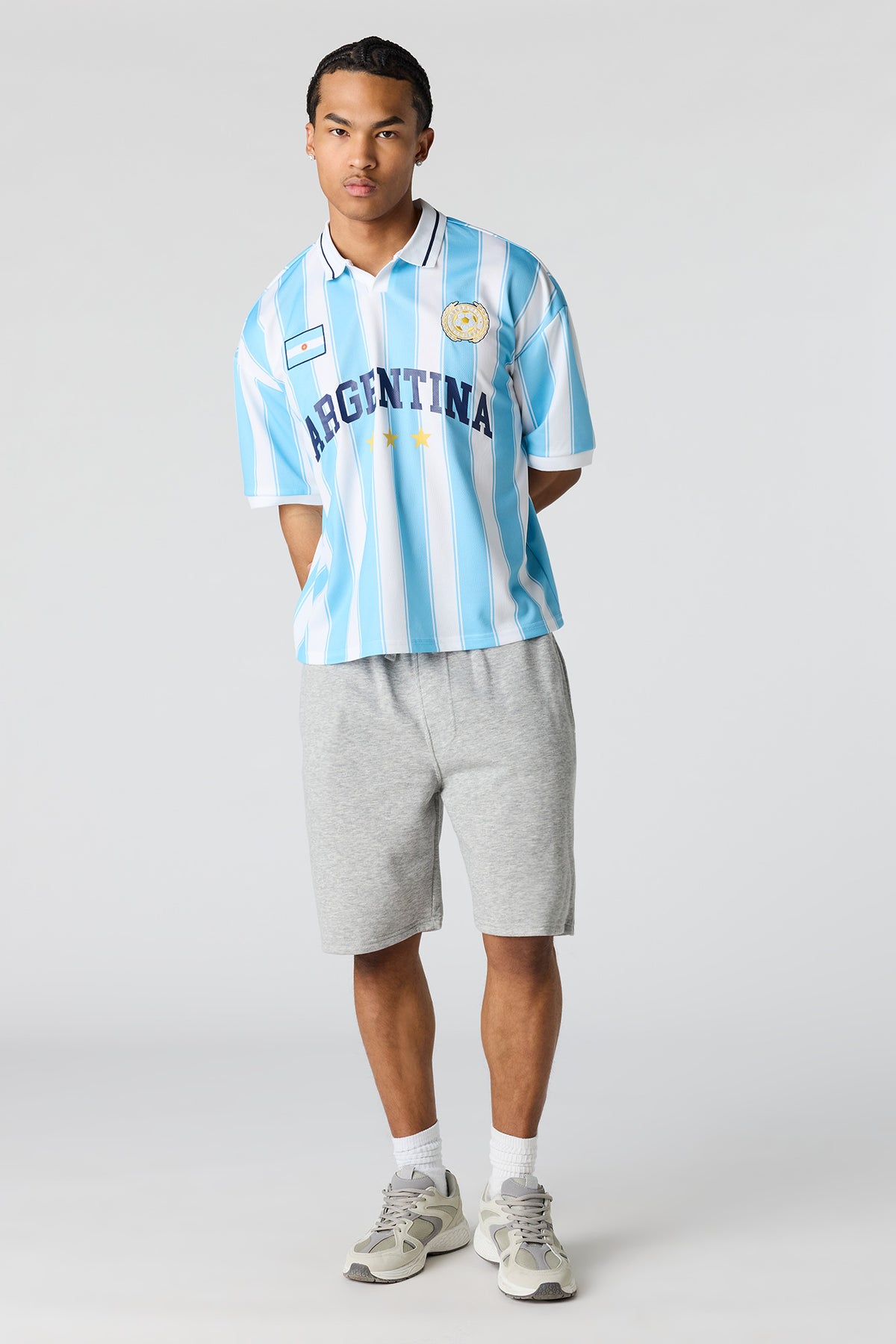 Alt View 3. Argentina Graphic Mesh Jersey - White