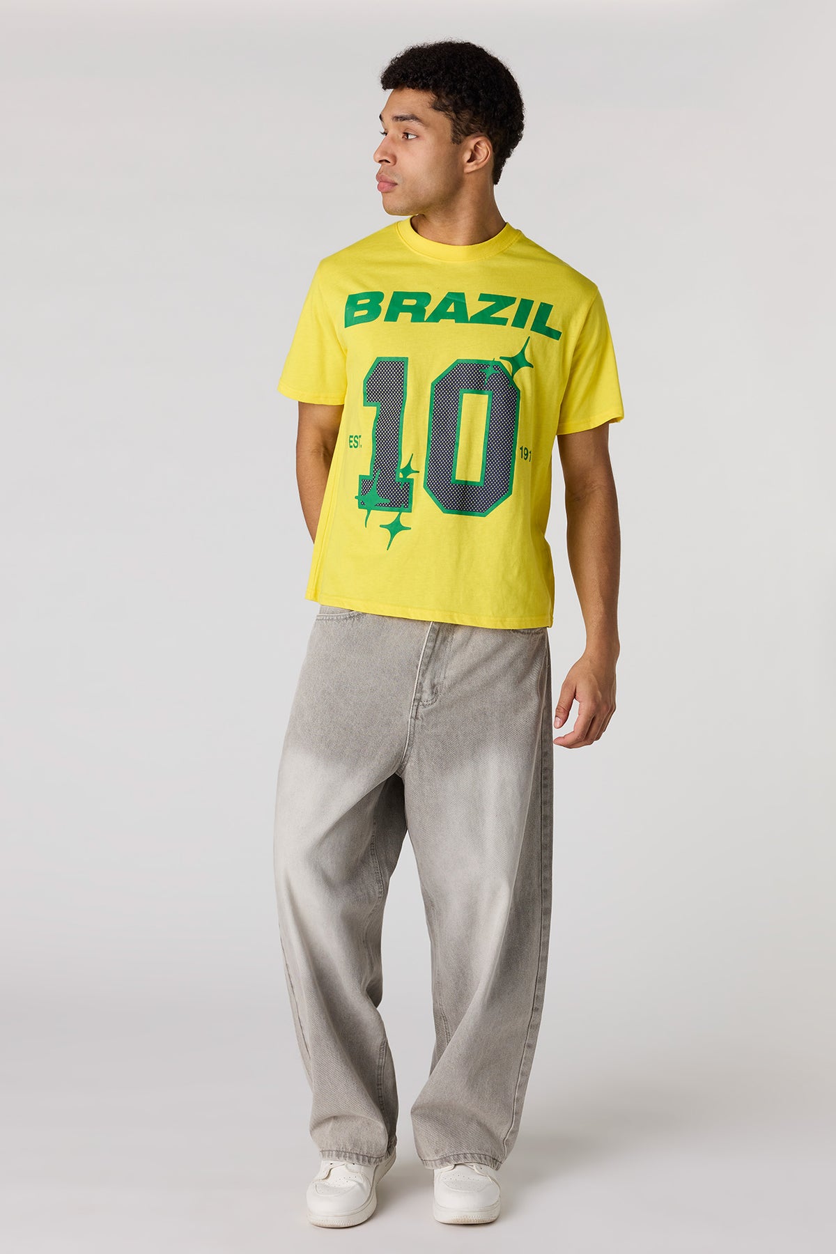 Vue alternative 2. T-shirt en coton épais de luxe à imprimé Brésil