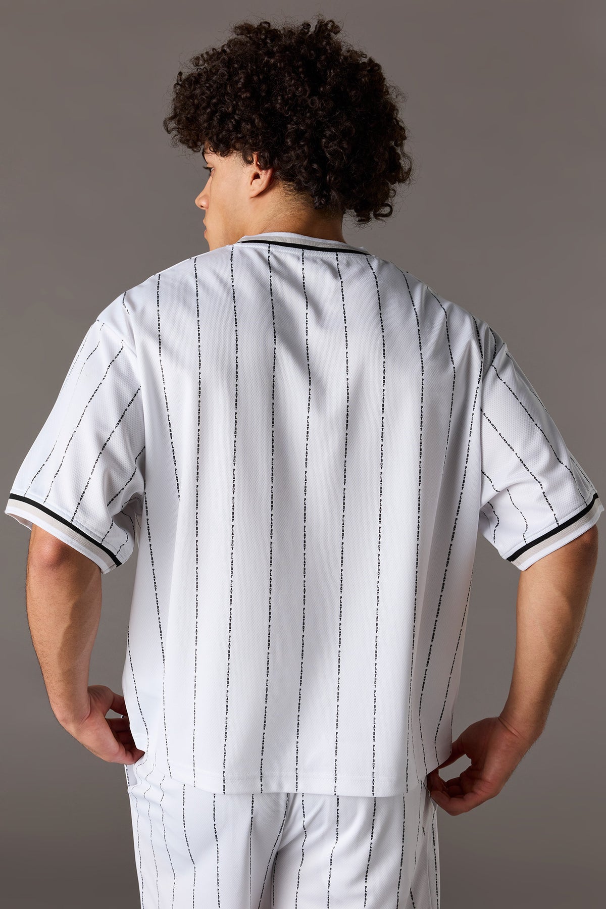 Alt View 2. Playboy Mesh Baseball Jersey - White