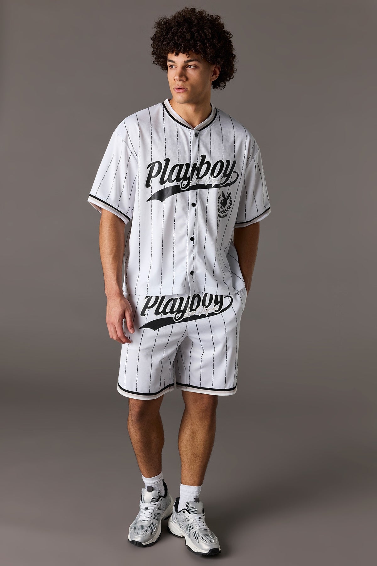 Alt View 3. Playboy Mesh Baseball Jersey - White