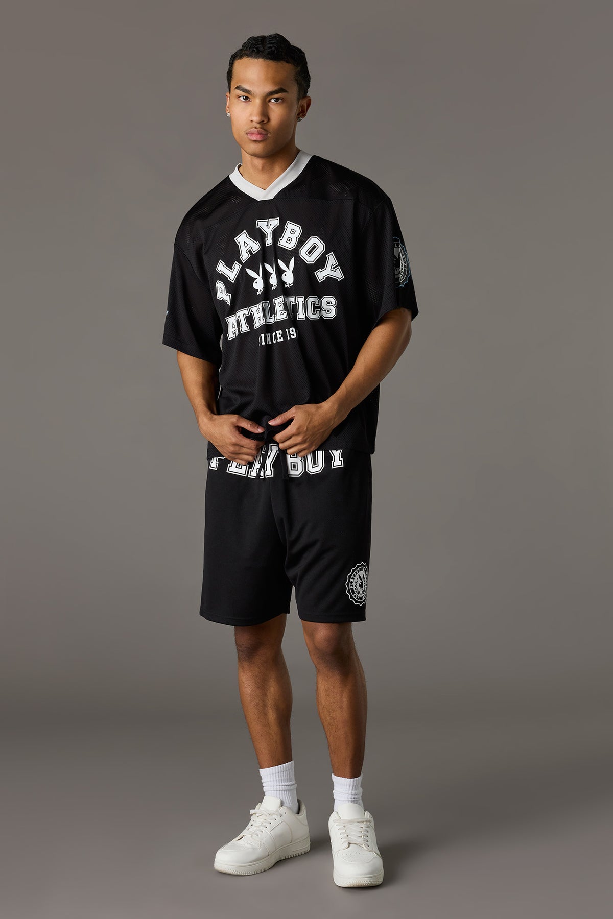 Alt View 3. Playboy Graphic Mesh Jersey - Black