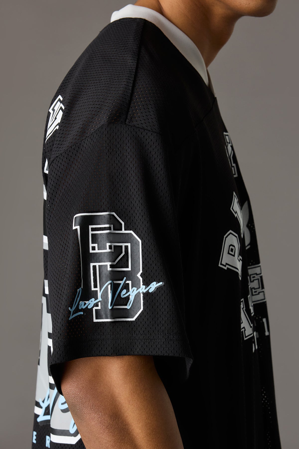 Alt View 4. Playboy Graphic Mesh Jersey - Black