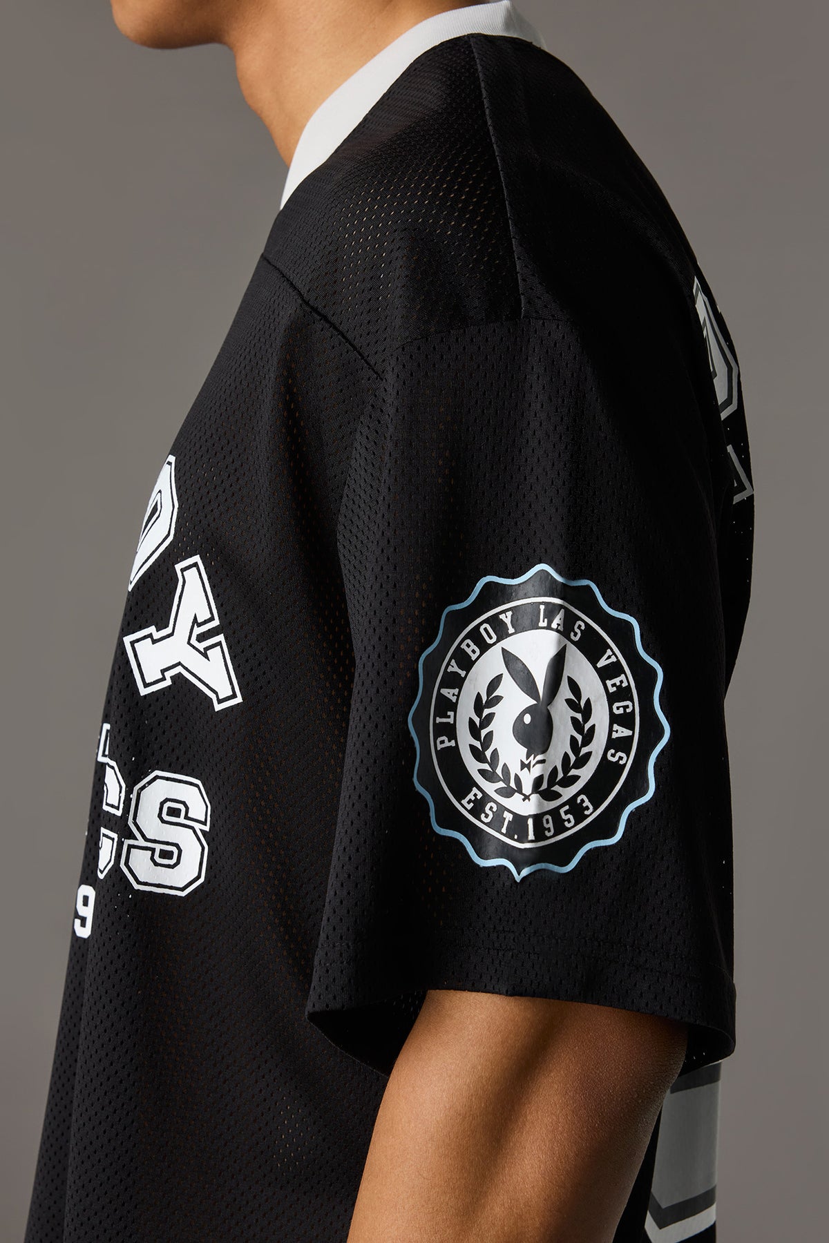 Alt View 5. Playboy Graphic Mesh Jersey - Black