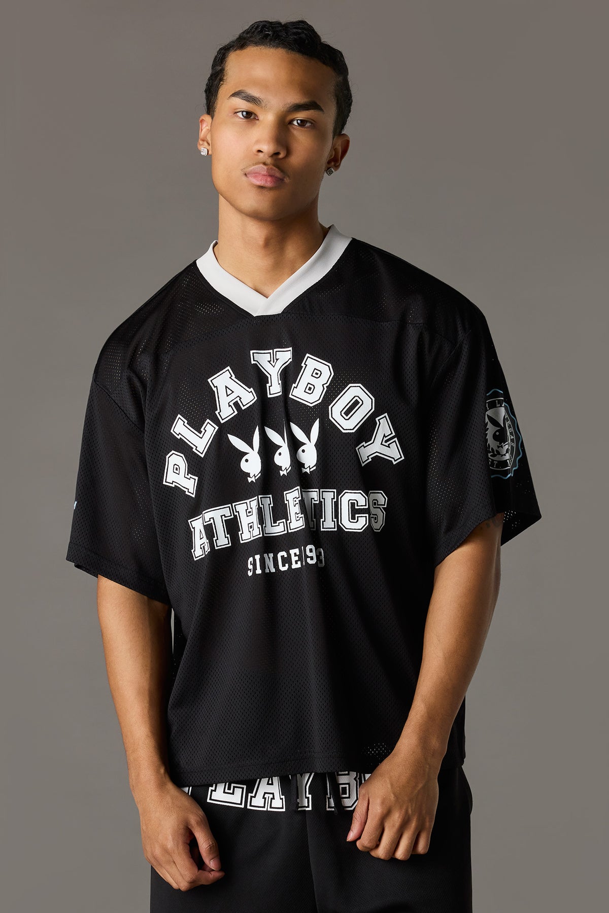 Alt View 2. Playboy Graphic Mesh Jersey - Black