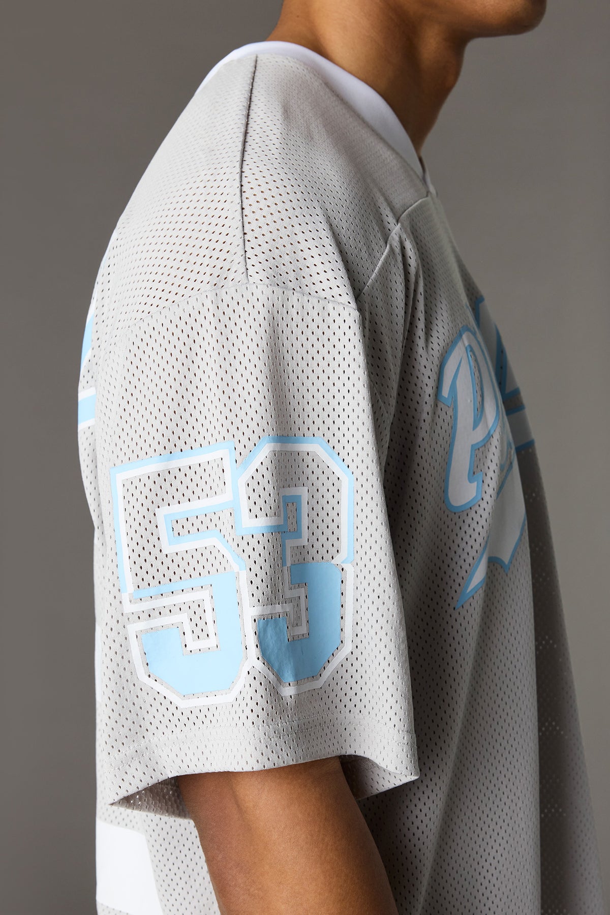 Alt View 4. Playboy Graphic Mesh Jersey - Light Grey