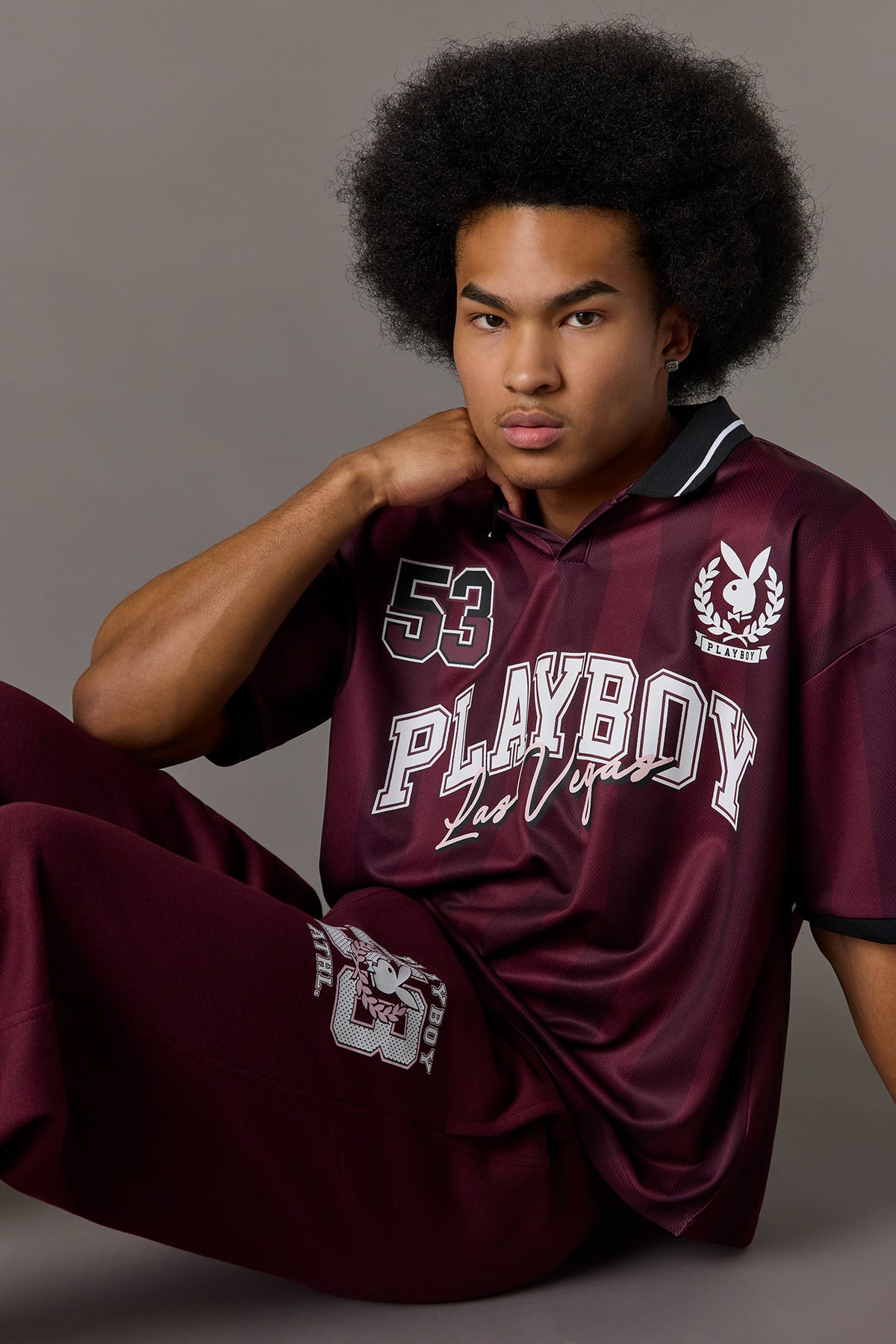 Playboy Mesh Soccer Jersey - Burgundy