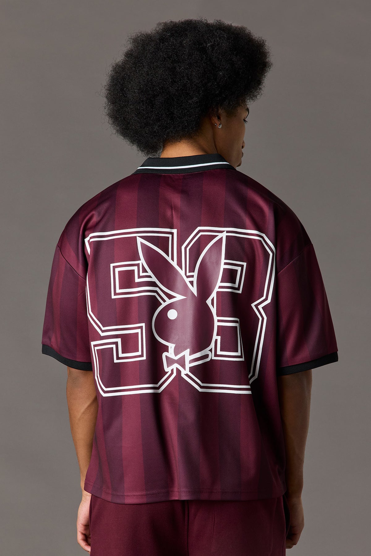 Alt View 2. Playboy Mesh Soccer Jersey - Burgundy