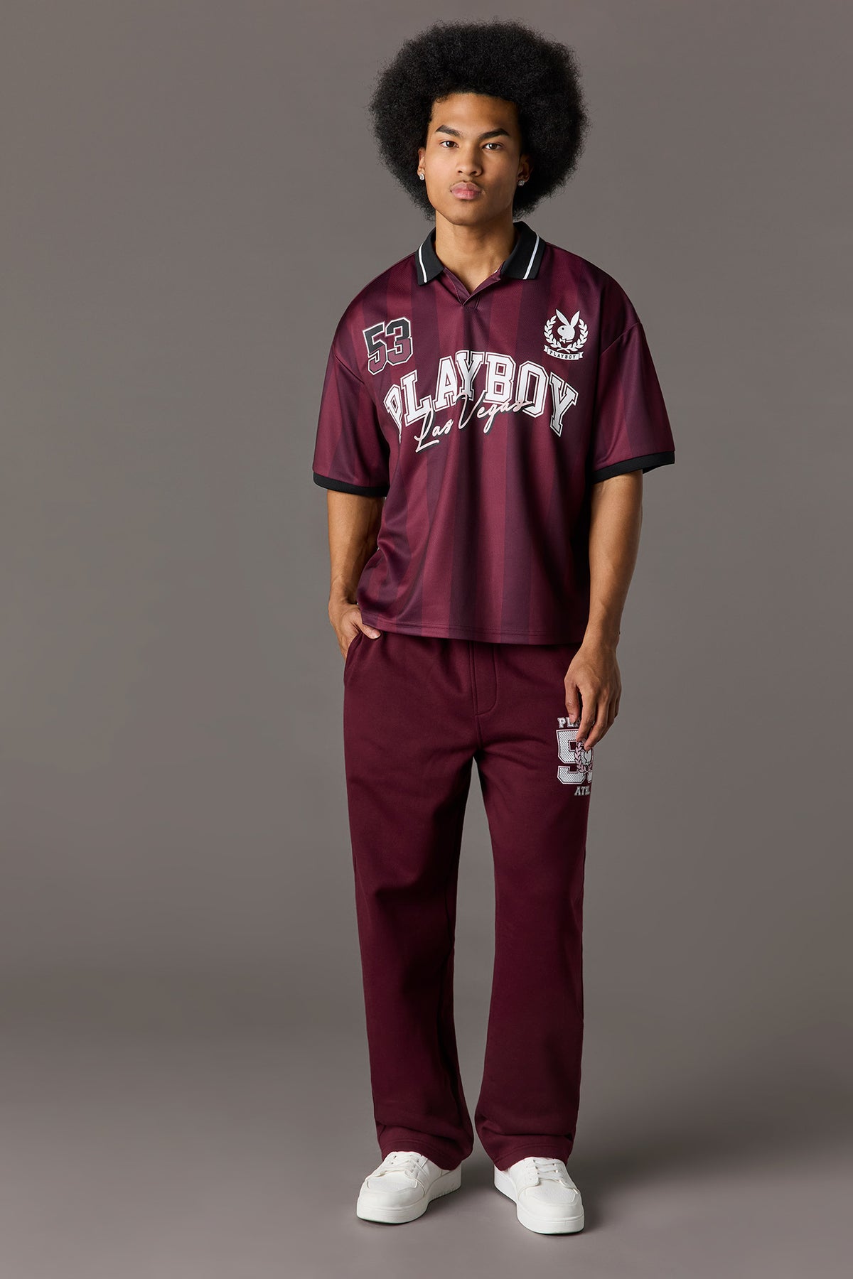 Alt View 3. Playboy Mesh Soccer Jersey - Burgundy