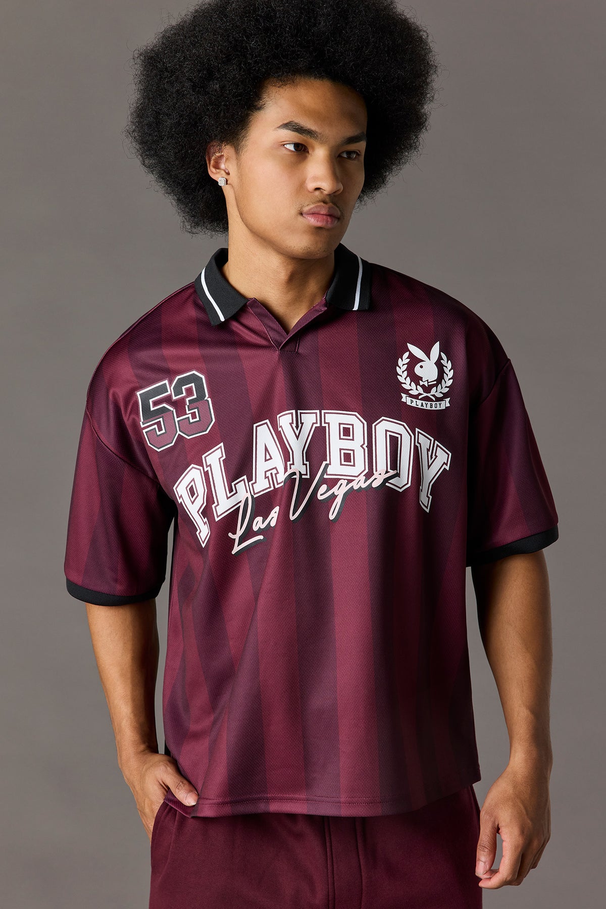Alt View 4. Playboy Mesh Soccer Jersey - Burgundy