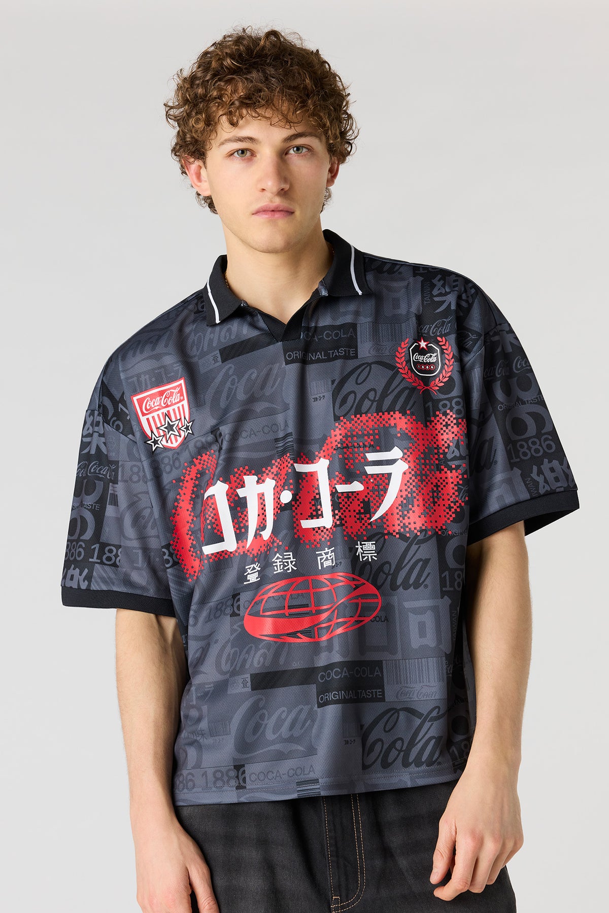 Coca-Cola Print Mesh Soccer Jersey - Black