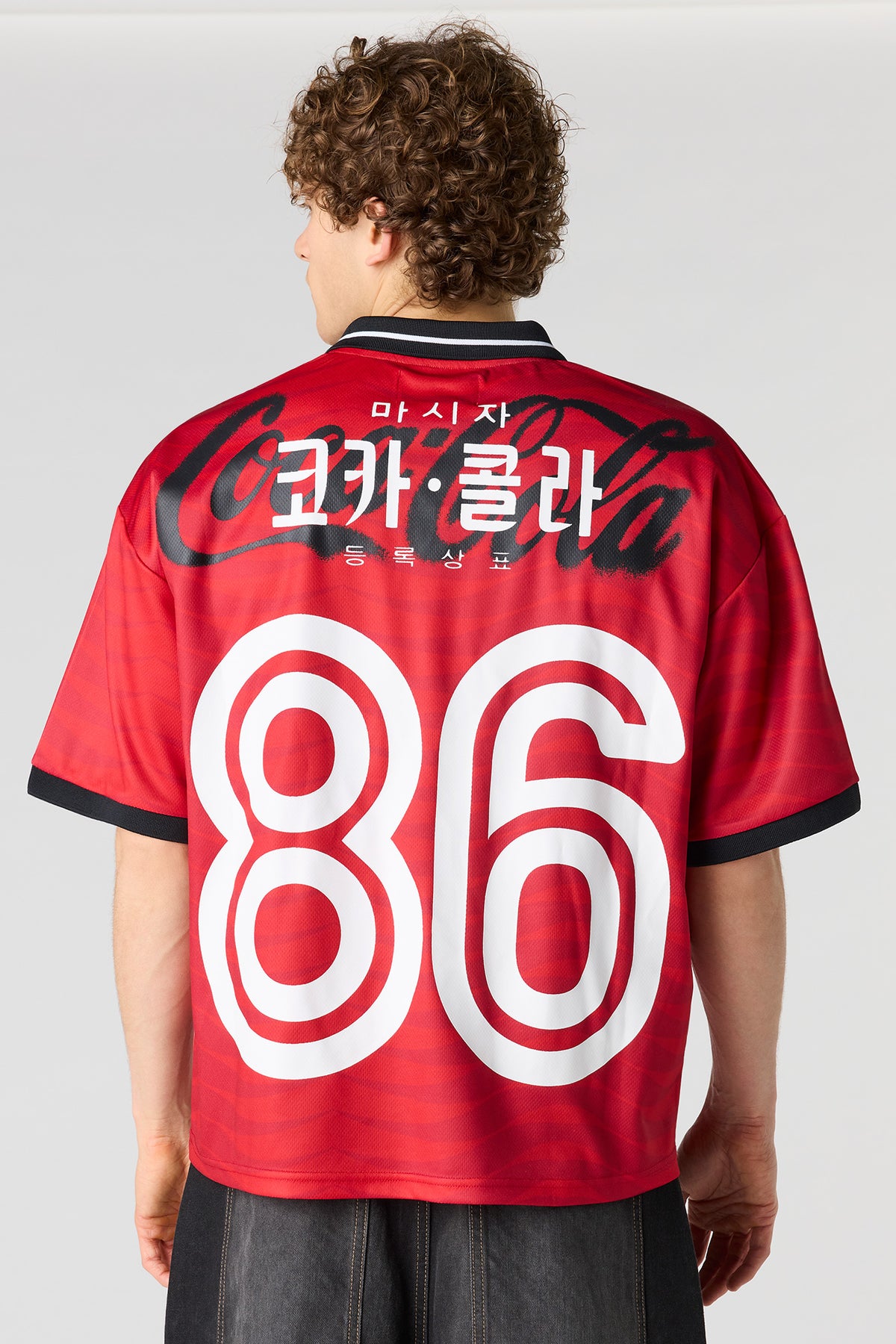 Alt View 2. Coca-Cola Print Mesh Soccer Jersey - Red