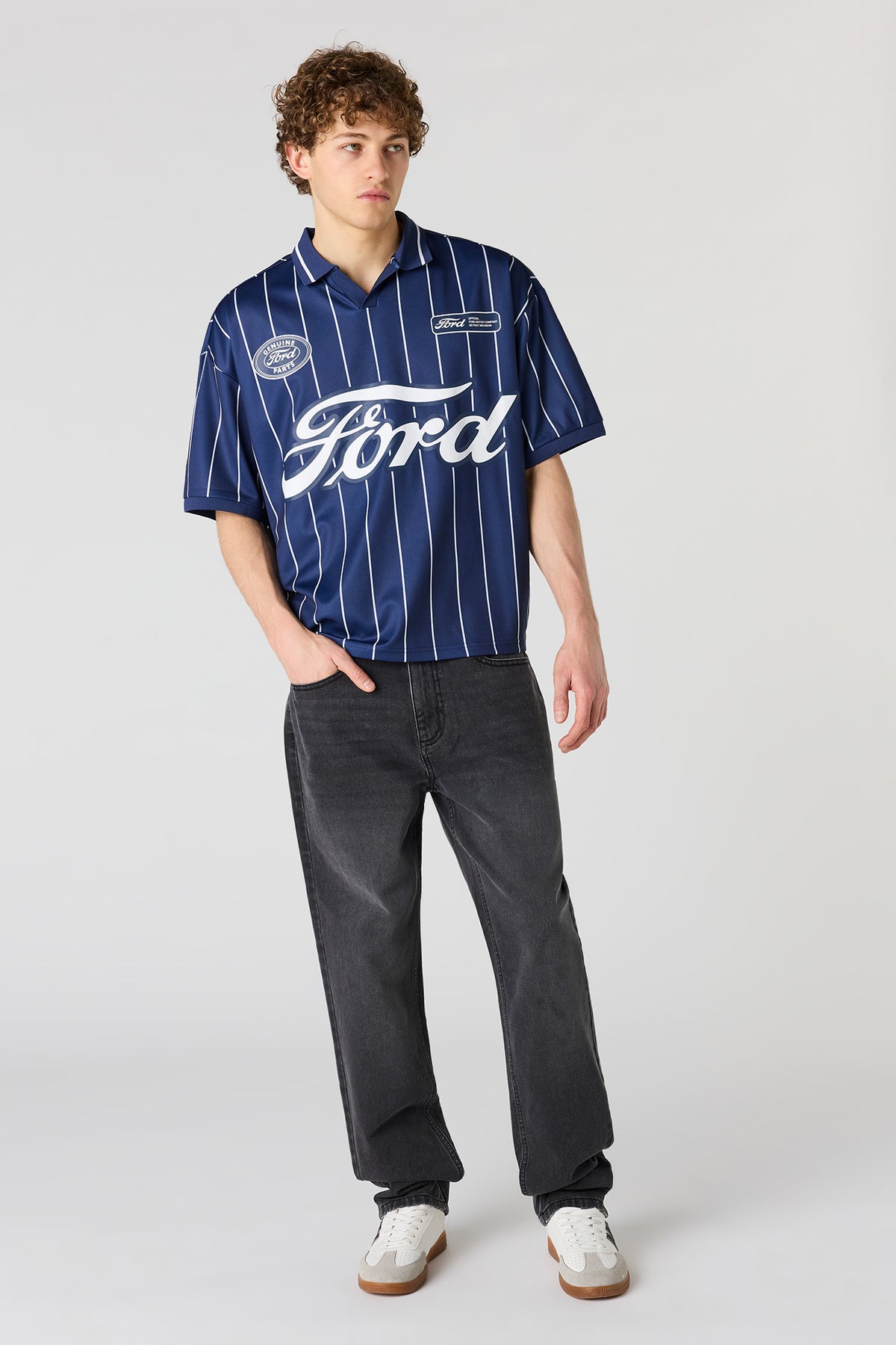 Alt View 3. Ford Graphic Mesh Soccer Jersey - Navy