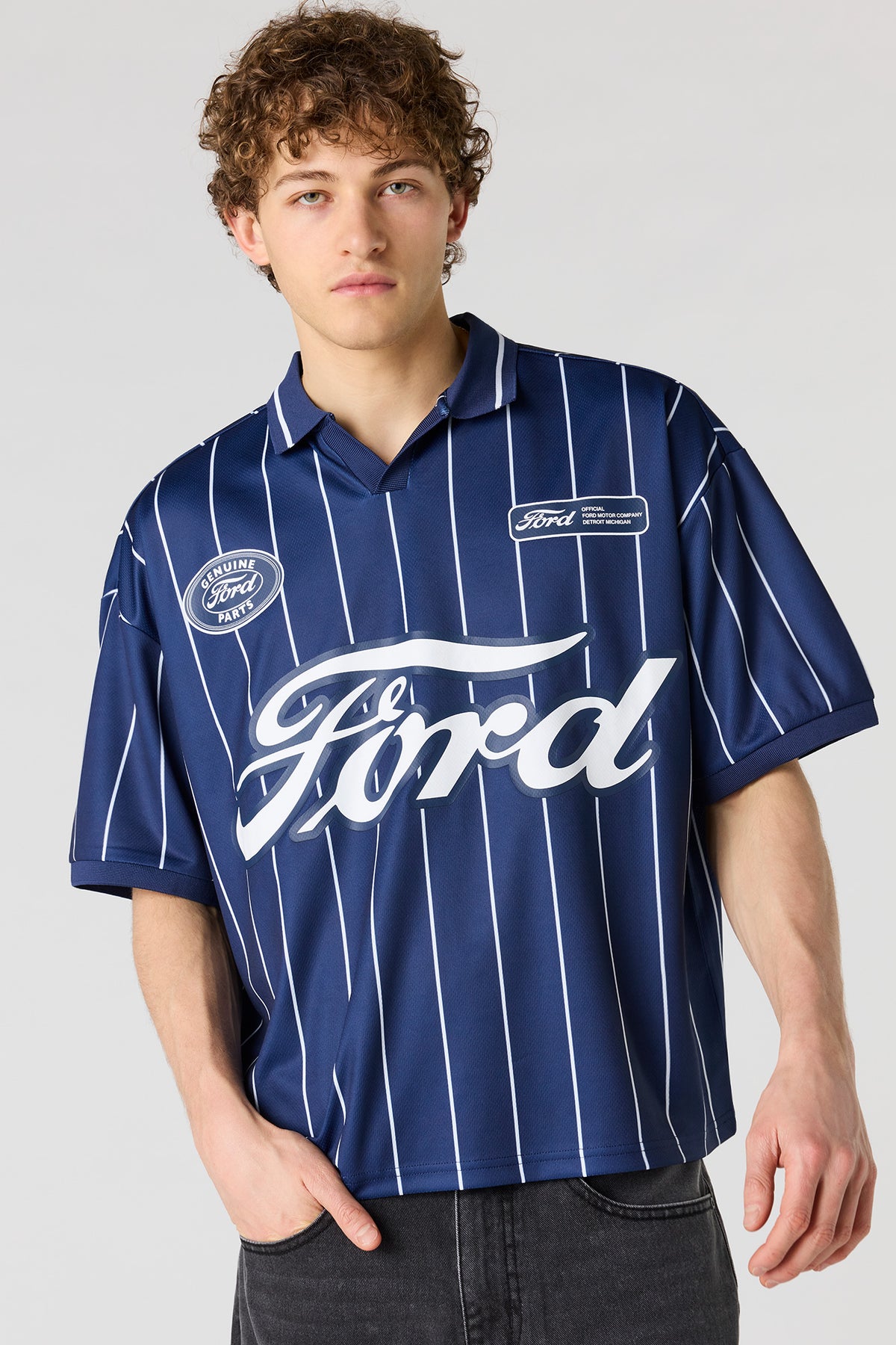 Alt View 4. Ford Graphic Mesh Soccer Jersey - Navy