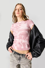 T-shirt ajusté côtelé imprimé