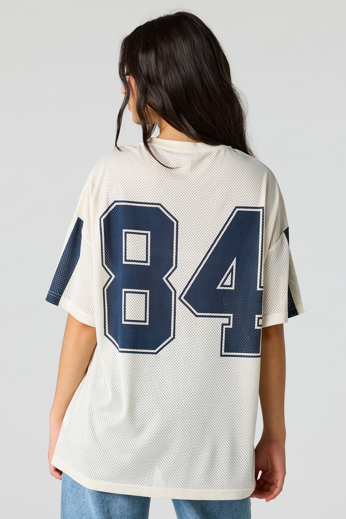 Alt View 2. Mesh Graphic V-Neck Jersey - Ivory