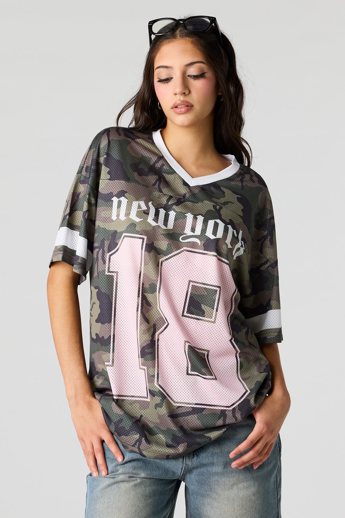 Mesh Graphic V-Neck Jersey - Camouflage