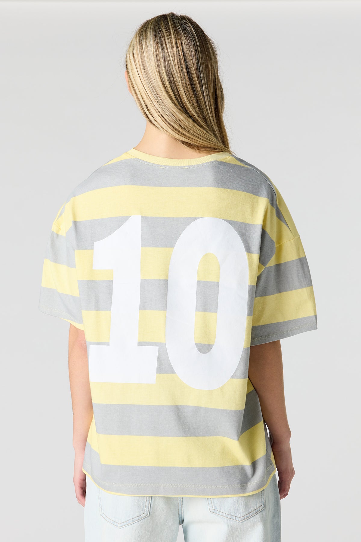 Alt View 2. Graphic Striped Boyfriend T-Shirt - Yellow