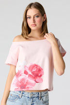 Off Shoulder Graphic T-Shirt