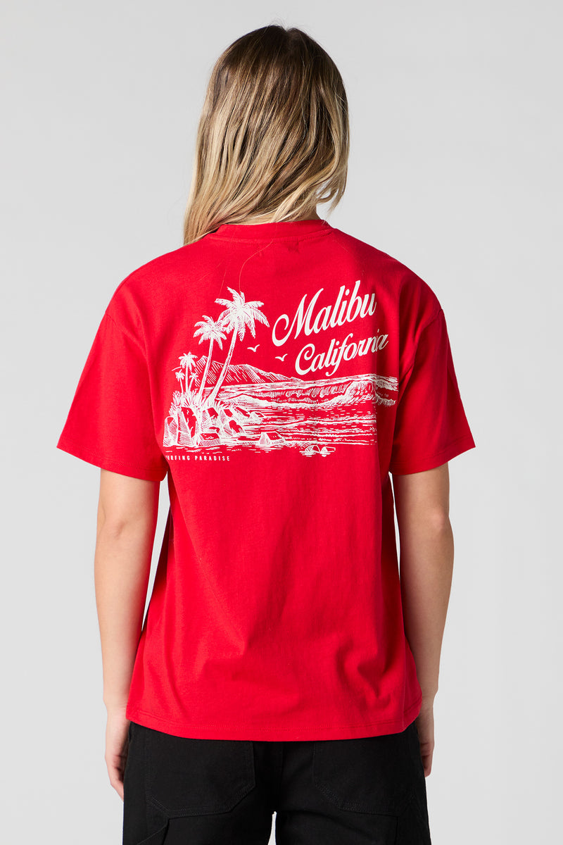 T-shirt de coupe garçonne à imprimé Surfing Paradise