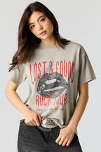 T-shirt de coupe garçonne délavé à imprimé avec pierres du Rhin