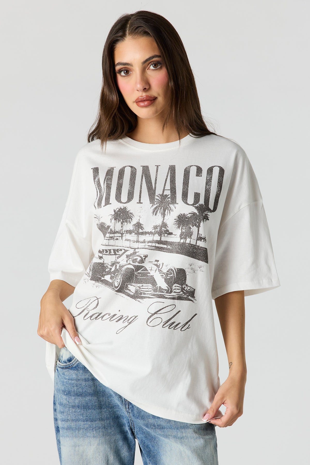 Alt View 2. Luxe Heavy Cotton Oversized Graphic T-Shirt - Ivory