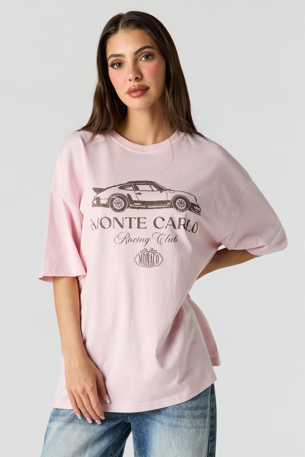Alt View 2. Luxe Heavy Cotton Oversized Graphic T-Shirt - Light Pink