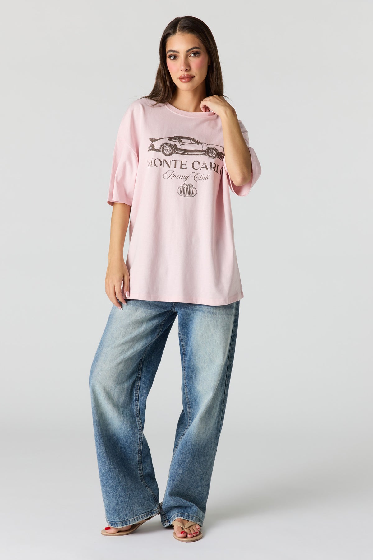 Alt View 3. Luxe Heavy Cotton Oversized Graphic T-Shirt - Light Pink