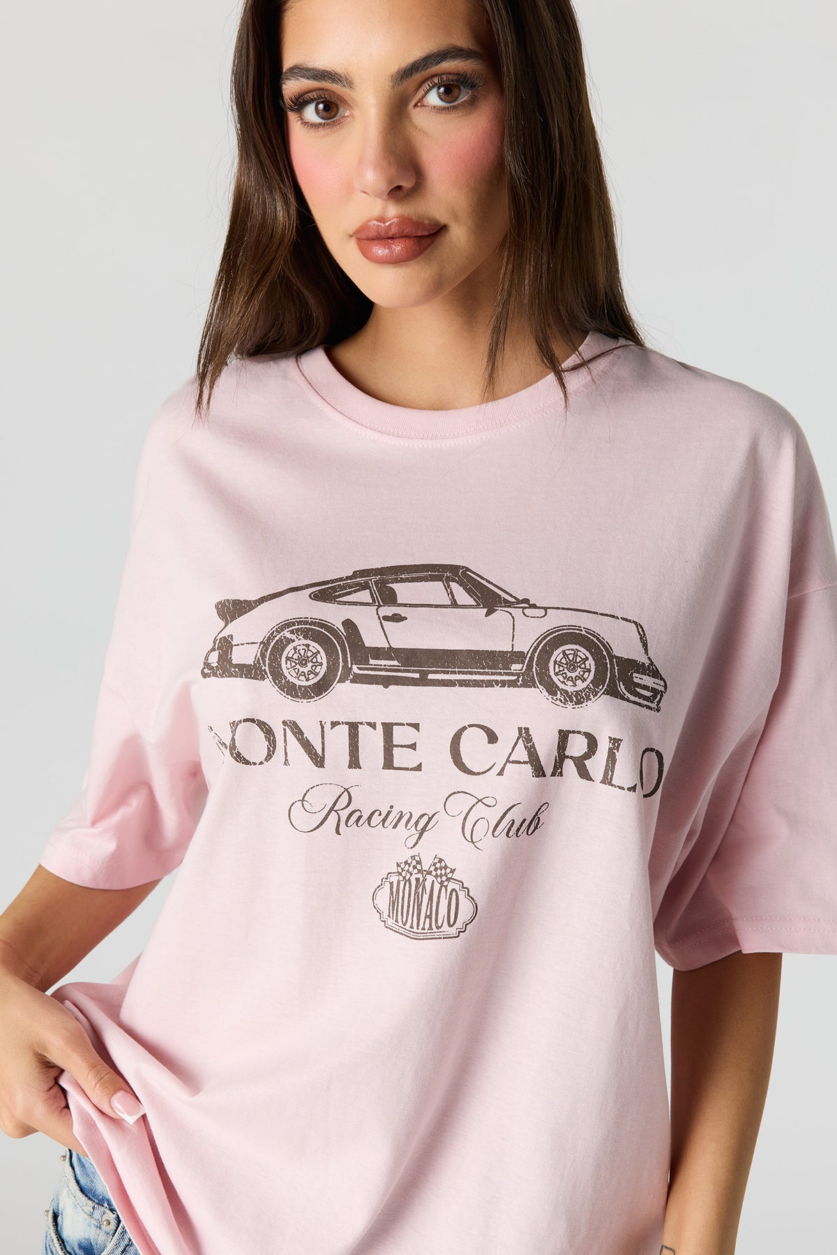 Alt View 4. Luxe Heavy Cotton Oversized Graphic T-Shirt - Light Pink