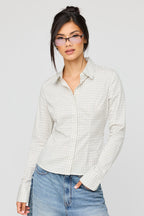 Button-Up Slim Long Sleeve Top