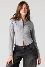 2-Way Zip-Up Long Sleeve Collared Top