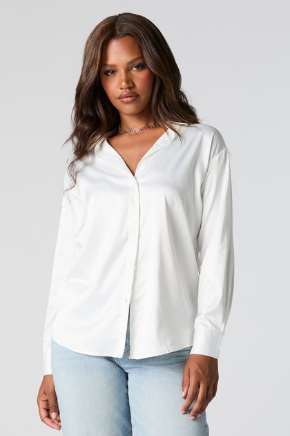 Satin Button-Up Top